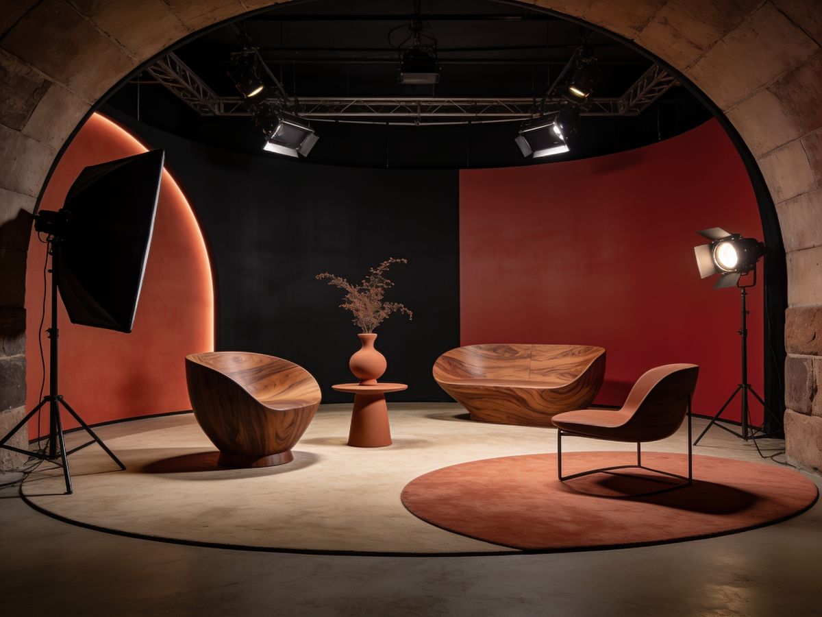 The Vault studio space with cyclorama wall and professional lighting setup