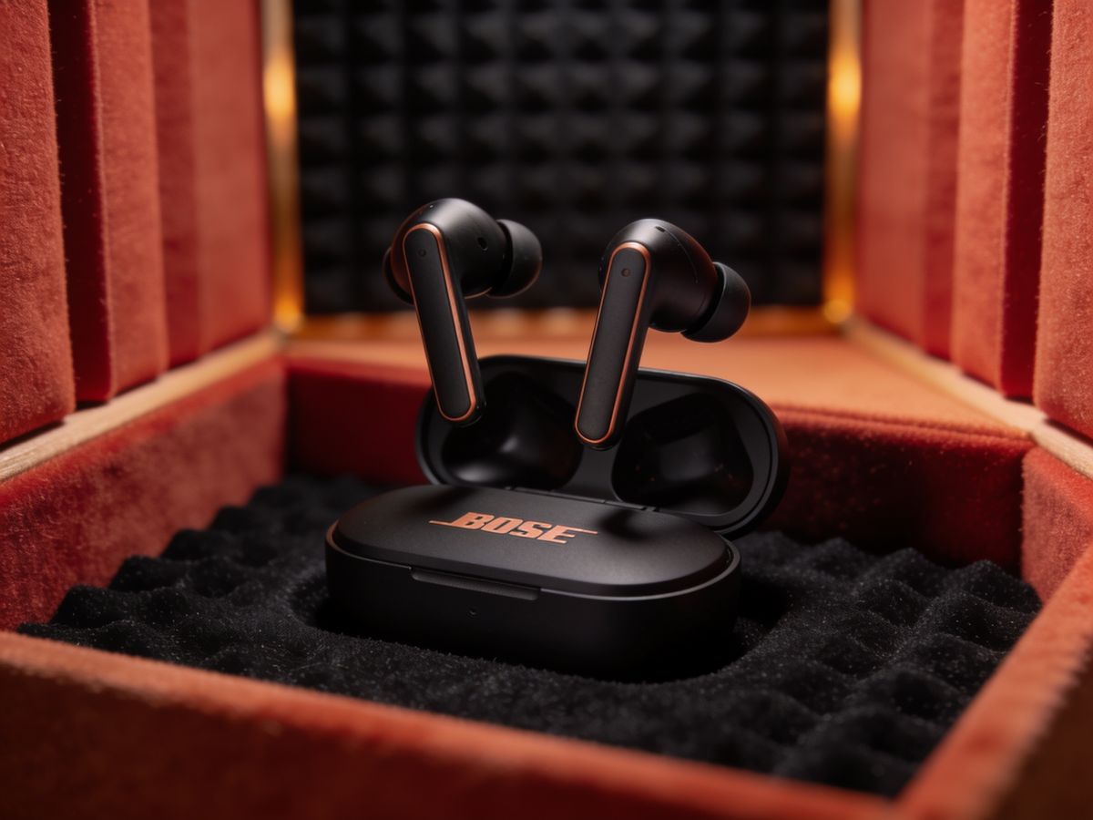 Bose wireless earbuds product shoot in soundproof booth